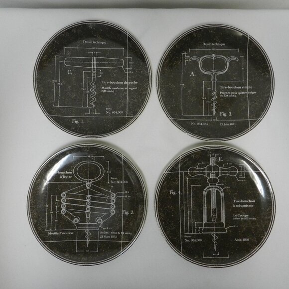Williams Sonoma Tire Bouchon Set 4 Appetizer Size Salad Plates 6-1/2" micro dish - Picture 1 of 9